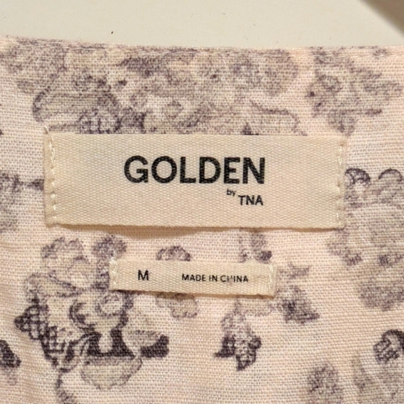 EUC Golden by TNA M Pink Floral Linen Blend Tunic with Macrame Rope Belt - Picture 4 of 6